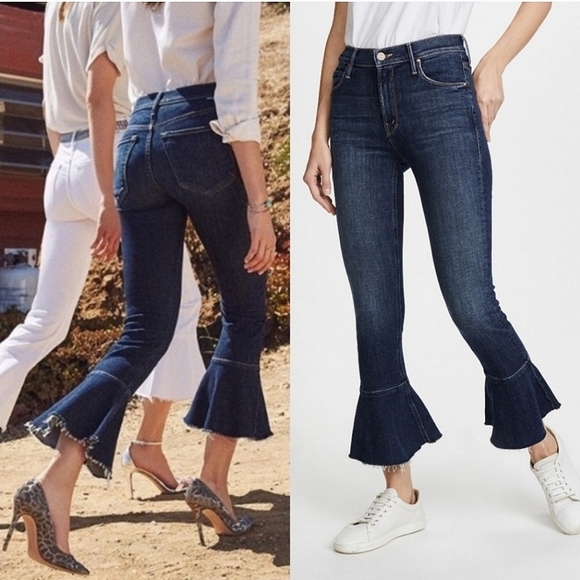 Judy Blue Crop Flare Fit Ruffle Hem Jeans Blue Size 26 - Picture 6 of 10